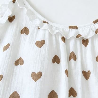 Ruffled Heart Cotton Gauze Cami Pajamas