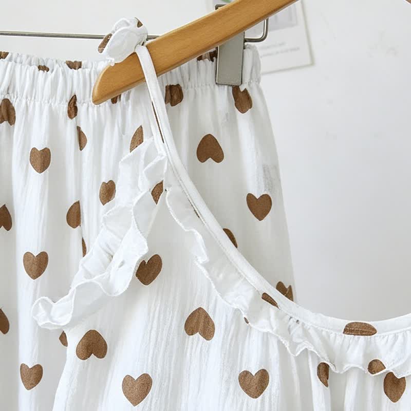 Ruffled Heart Cotton Gauze Cami Pajamas