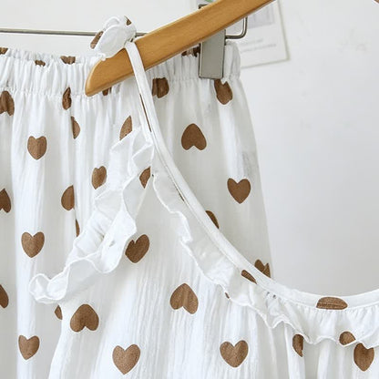 Ruffled Heart Cotton Gauze Cami Pajamas