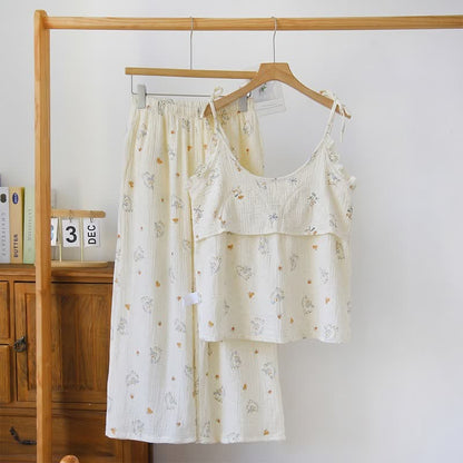 Ruffled Horse Cotton Gauze Cami Pajamas