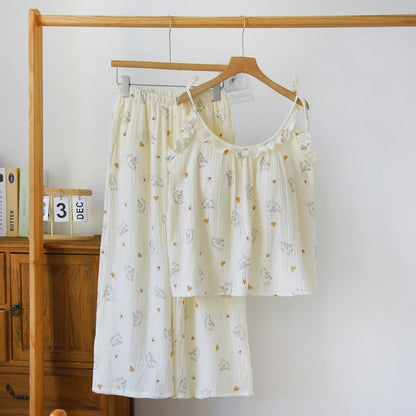 Ruffled Horse Cotton Gauze Cami Pajamas