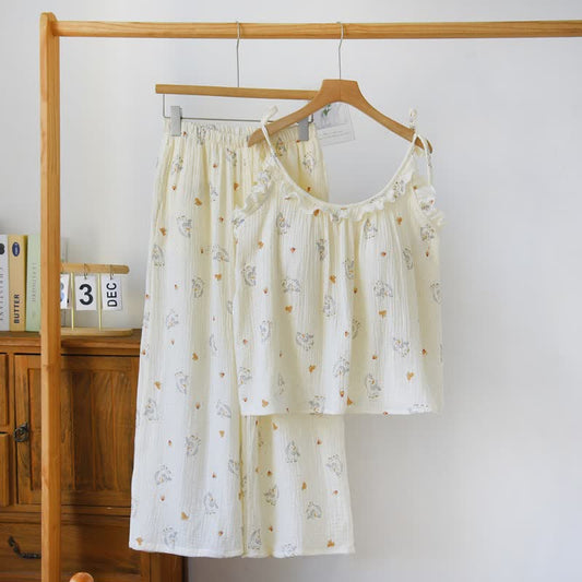 Ruffled Horse Cotton Gauze Cami Pajamas