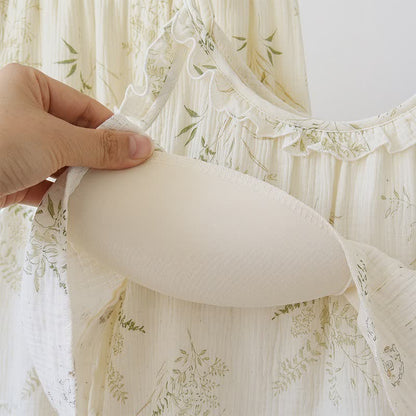 Ruffled Botanical Leaf Cotton Cami Pajamas