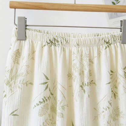 Ruffled Botanical Leaf Cotton Cami Pajamas