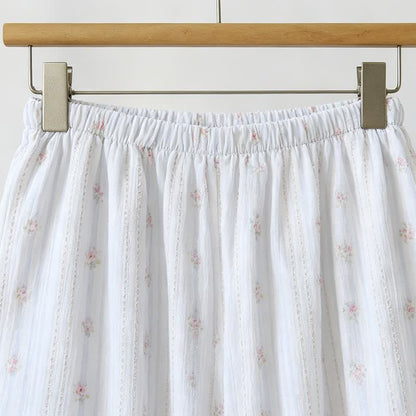 Ruffled Striped Floral Cotton Cami Pajamas