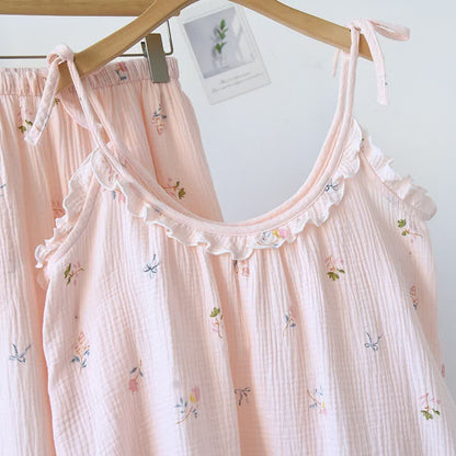 Ruffled Ditsy Floral Cotton Cami Pajamas