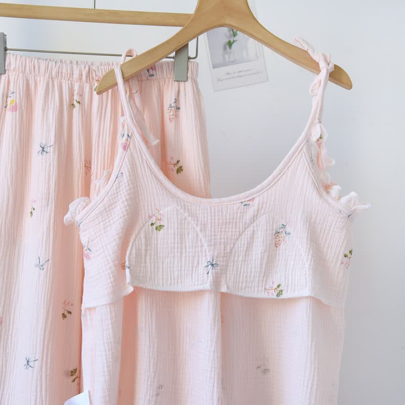 Ruffled Ditsy Floral Cotton Cami Pajamas