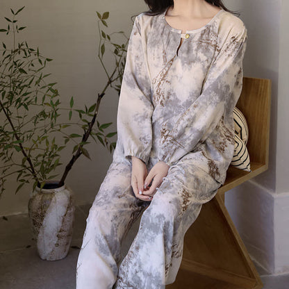 Oriental Branch Long Sleeve Pajama Set