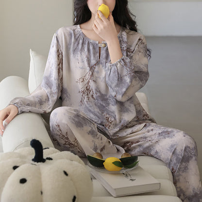 Oriental Branch Long Sleeve Pajama Set