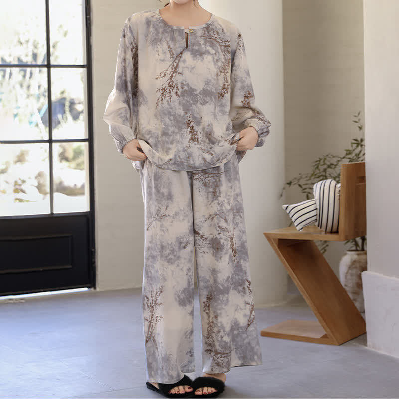 Oriental Branch Long Sleeve Pajama Set