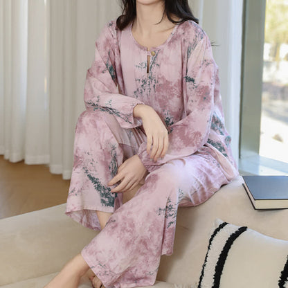 Oriental Branch Long Sleeve Pajama Set