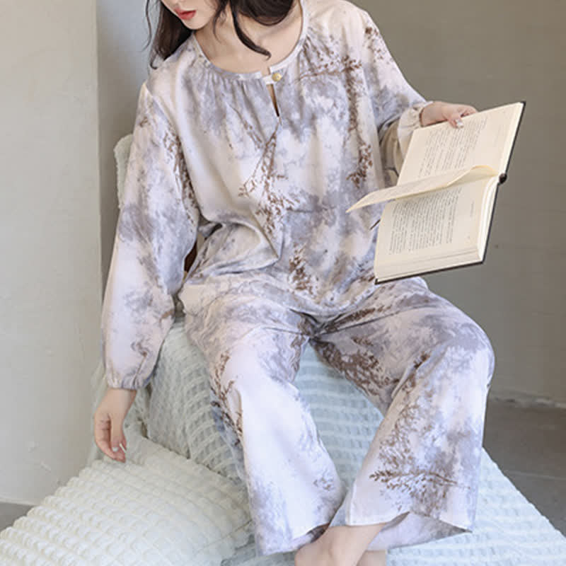 Oriental Branch Long Sleeve Pajama Set