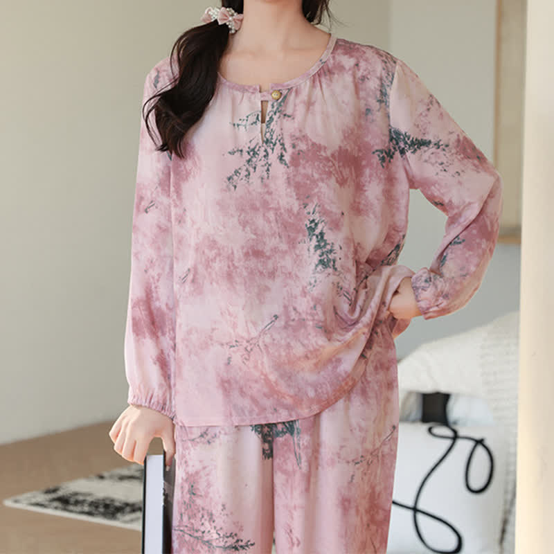 Oriental Branch Long Sleeve Pajama Set