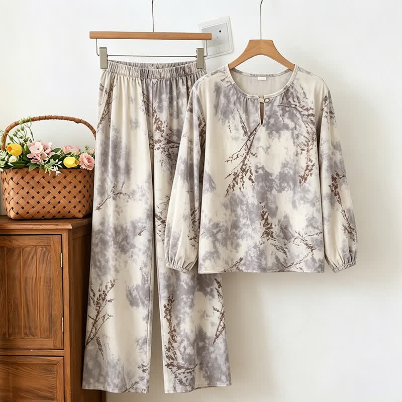 Oriental Branch Long Sleeve Pajama Set