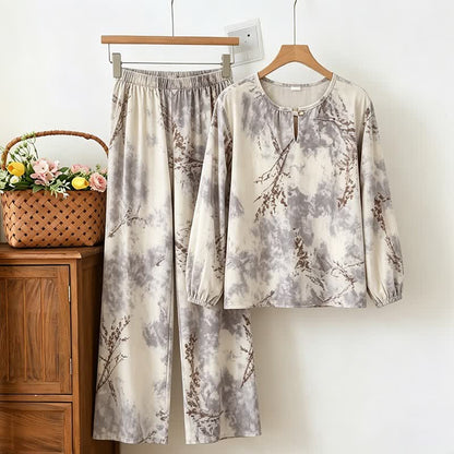 Oriental Branch Long Sleeve Pajama Set