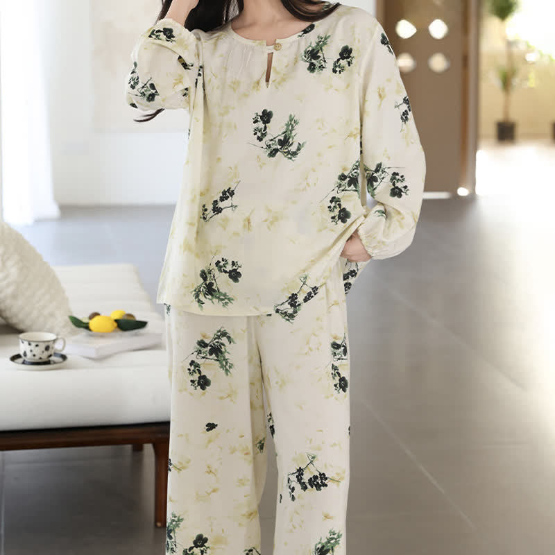 Pastoral Floral Long Sleeve Women's Pajamas