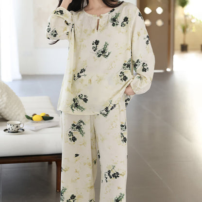 Pastoral Floral Long Sleeve Women's Pajamas