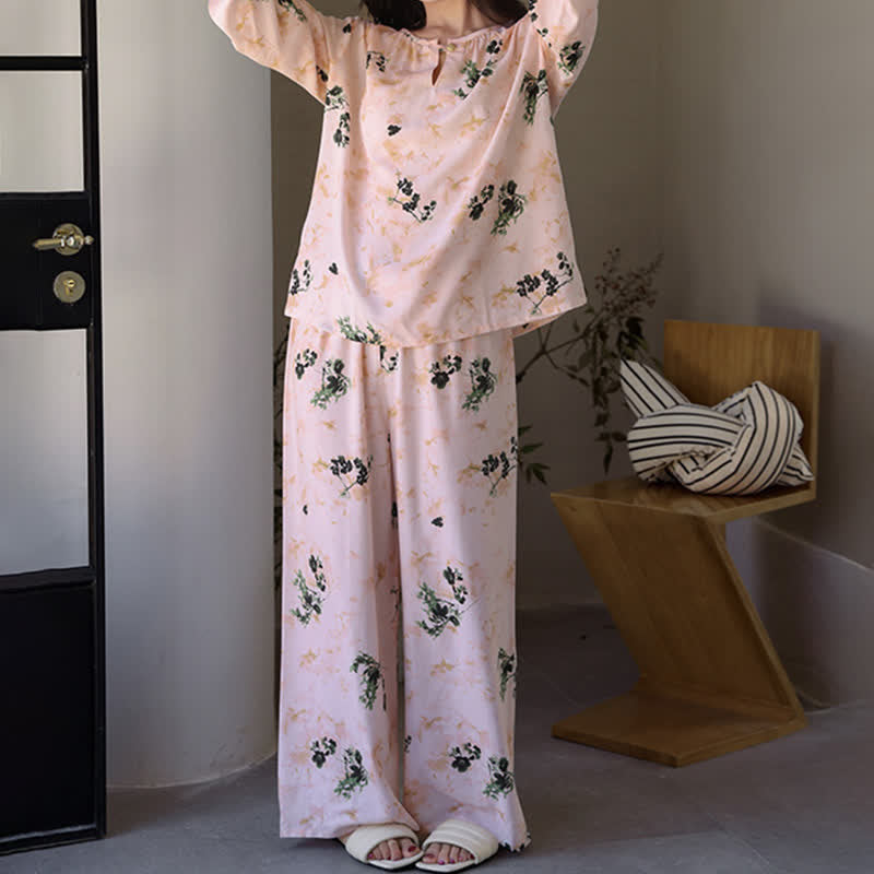Pastoral Floral Long Sleeve Women's Pajamas