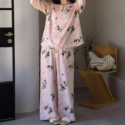 Pastoral Floral Long Sleeve Women's Pajamas