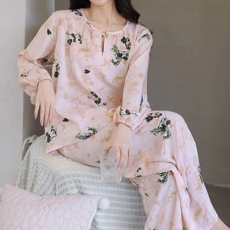Pastoral Floral Long Sleeve Women's Pajamas