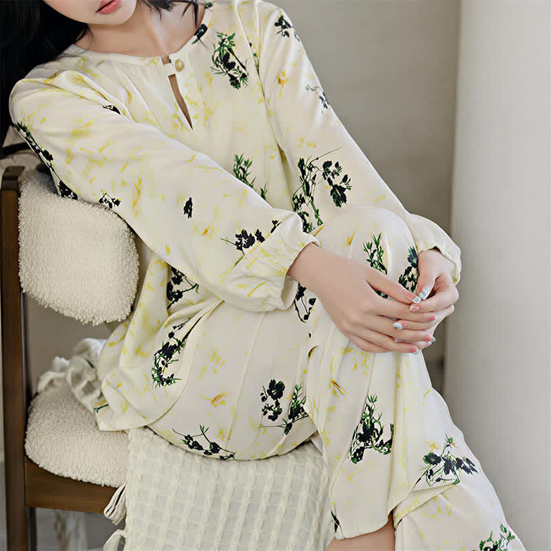 Pastoral Floral Long Sleeve Women's Pajamas