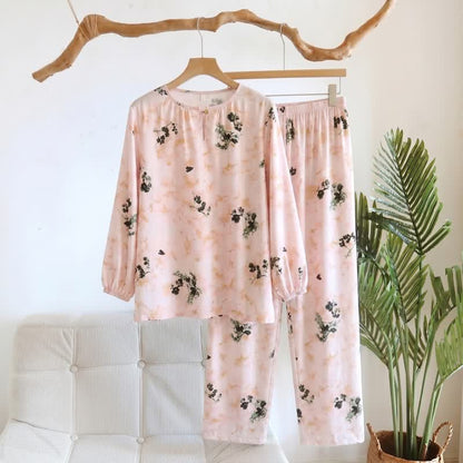Pastoral Floral Long Sleeve Women's Pajamas