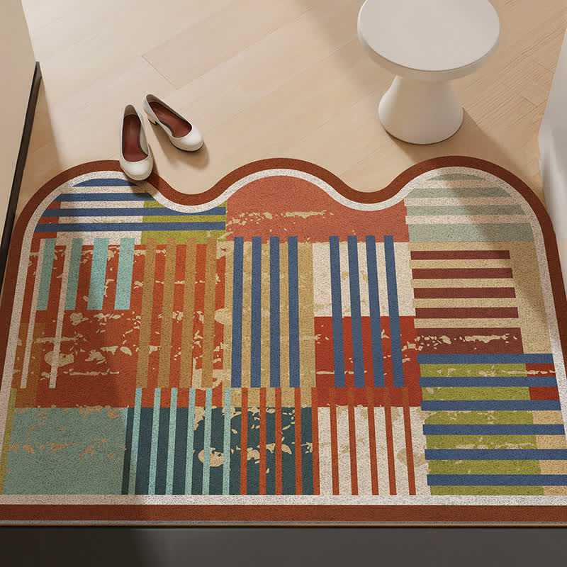 Retro Patchwork Wave Edge Rug