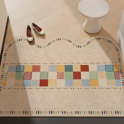 Retro Colorblock Wave Edge Rug