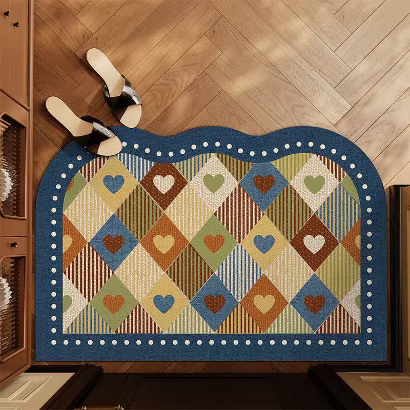 Vintage Heart Check Arch Entry Rug