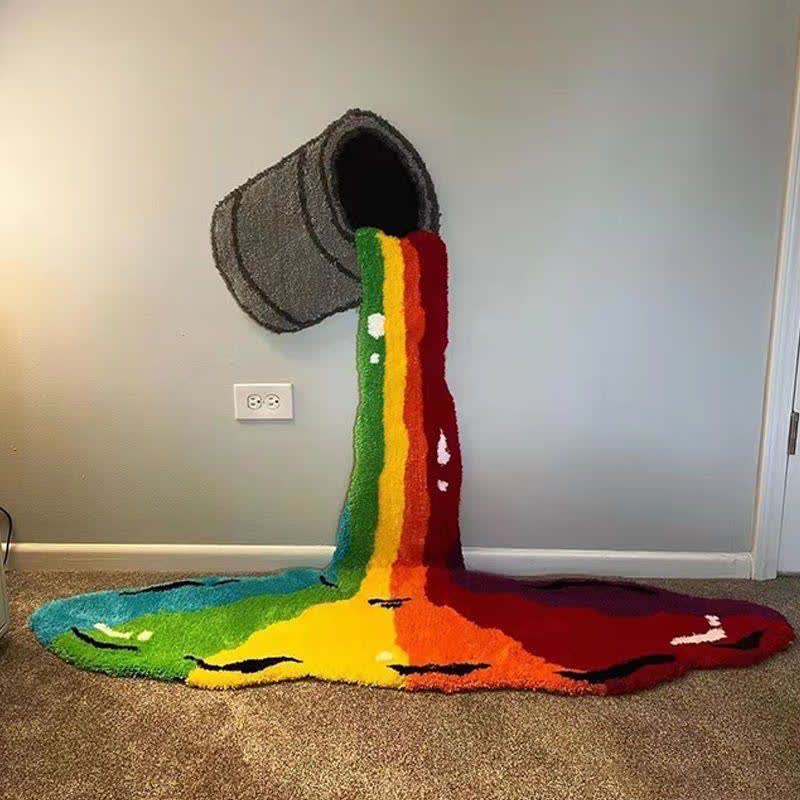 Rainbow Waterfall Plush Area Rug