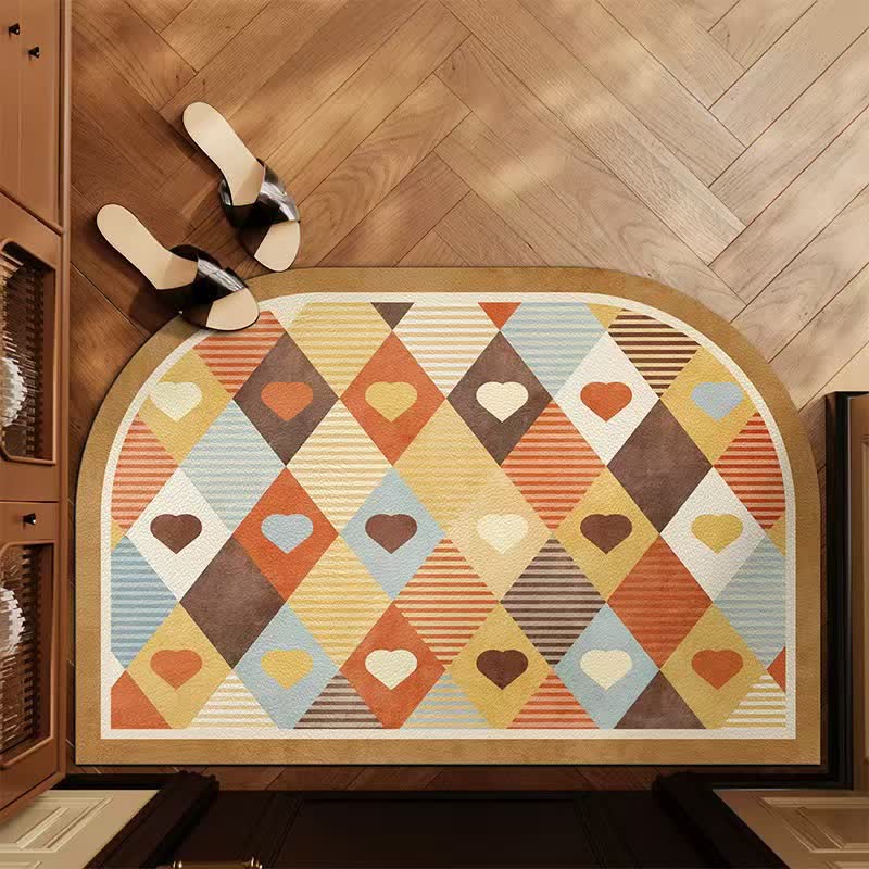 Retro Geometric Heart Arch Entryway Rug