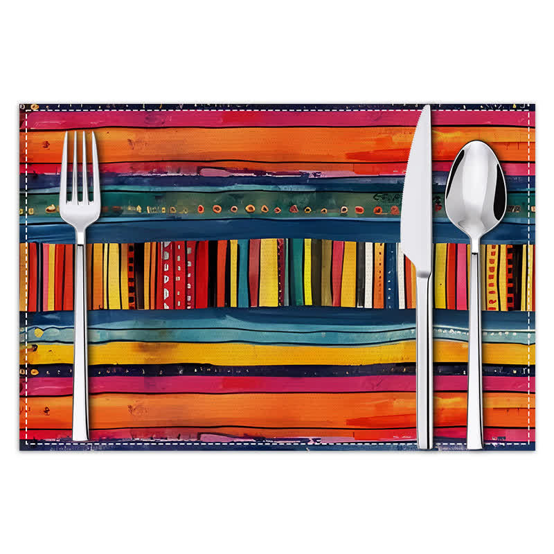 Colorful Striped Bohemian Linen Placemat