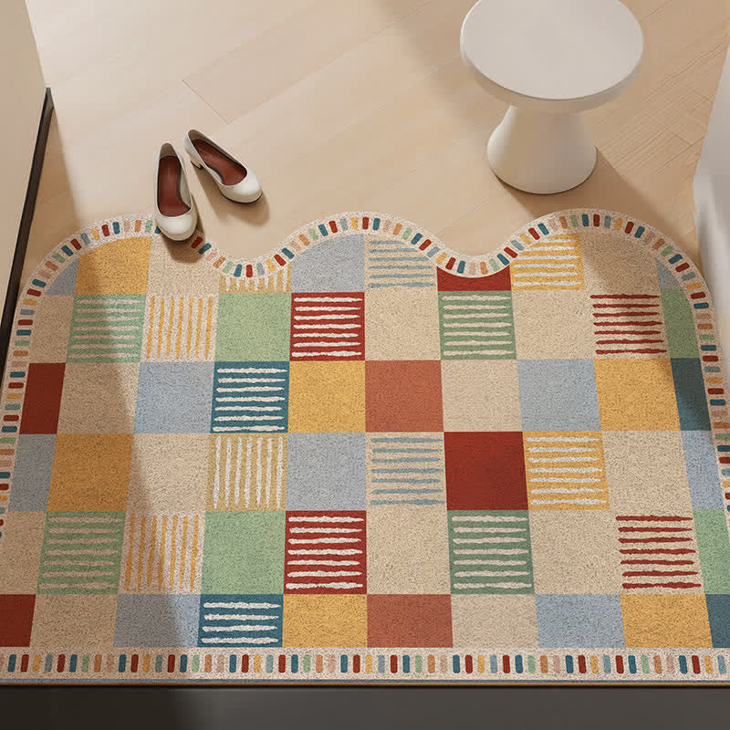 Colorblock Patchwork Printed Entry Rug