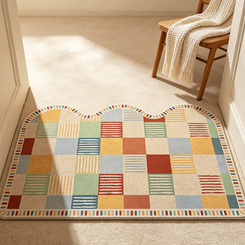 Colorblock Patchwork Printed Entry Rug
