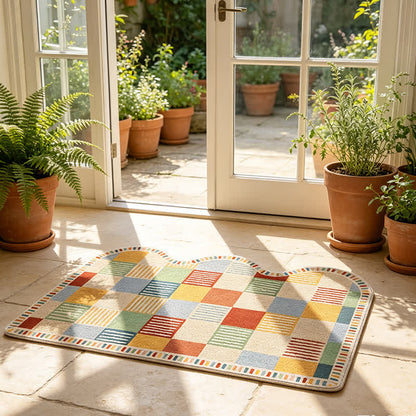 Colorblock Patchwork Printed Entry Rug