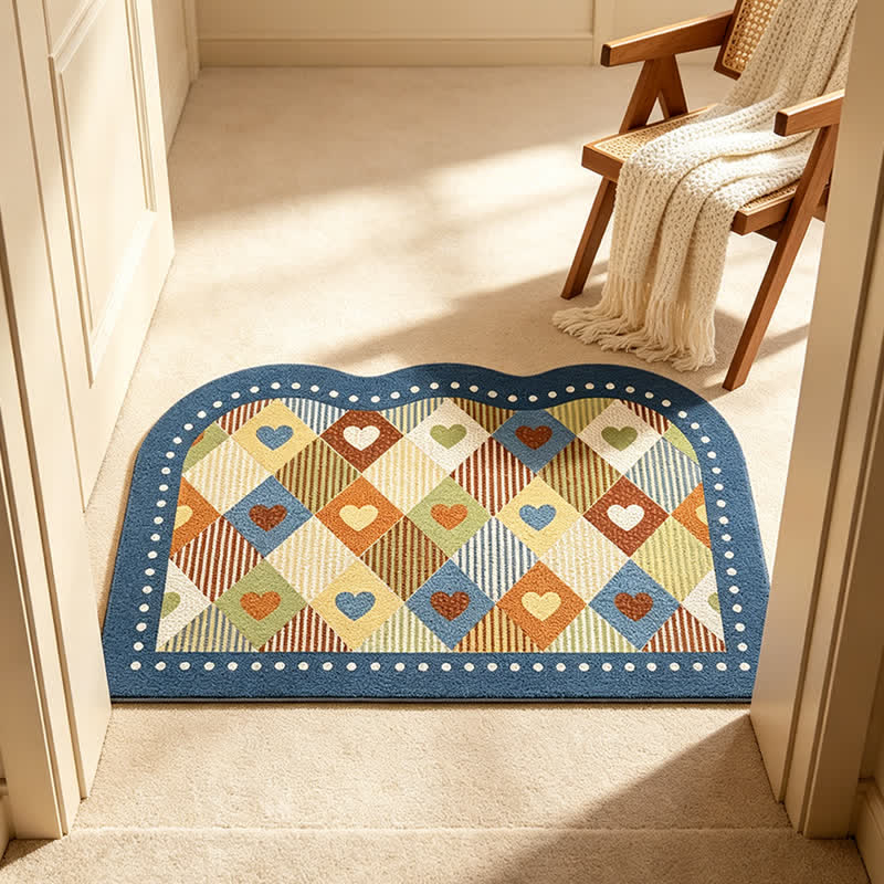 Vintage Heart Check Arch Entry Rug
