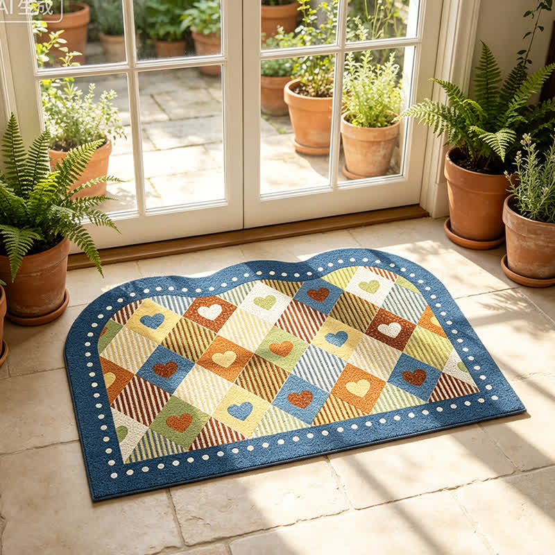 Vintage Heart Check Arch Entry Rug