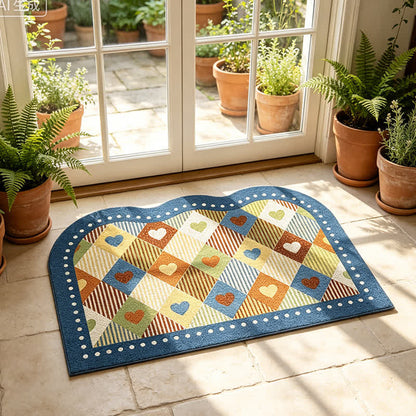 Vintage Heart Check Arch Entry Rug