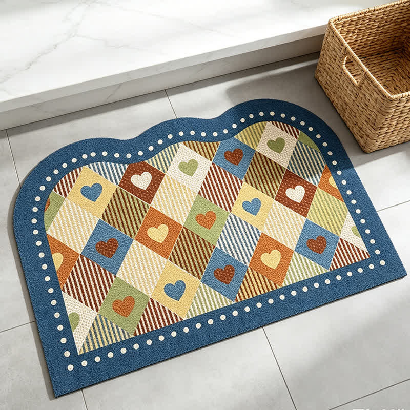 Vintage Heart Check Arch Entry Rug