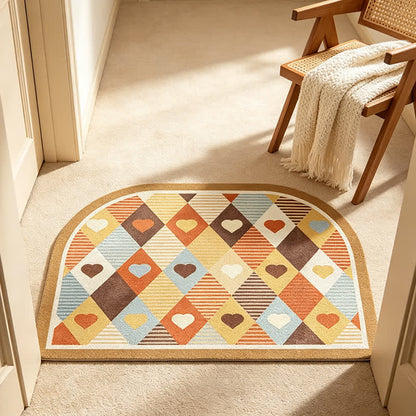 Retro Geometric Heart Arch Entryway Rug