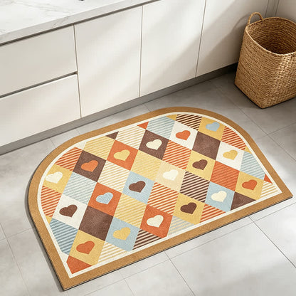 Retro Geometric Heart Arch Entryway Rug
