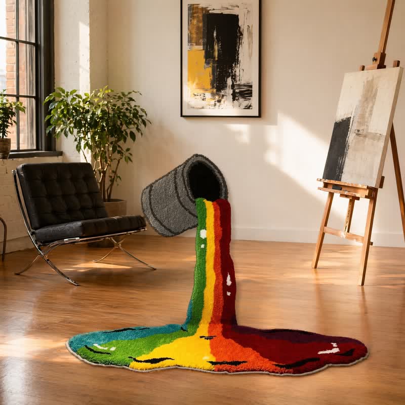 Rainbow Waterfall Plush Area Rug