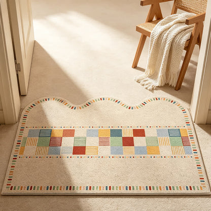 Retro Colorblock Wave Edge Rug