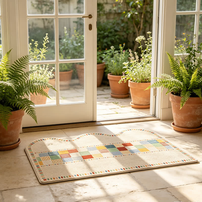 Retro Colorblock Wave Edge Rug