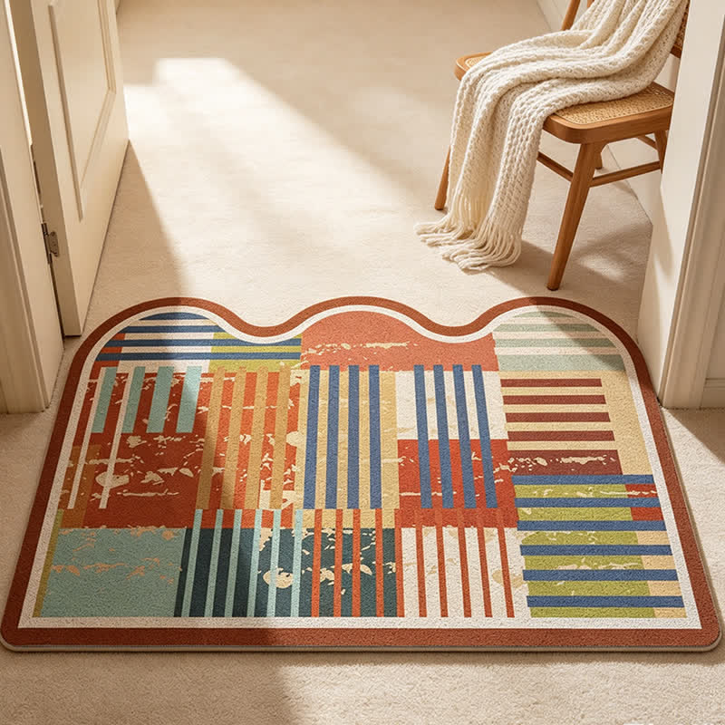 Retro Patchwork Wave Edge Rug