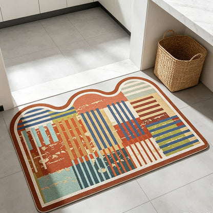 Retro Patchwork Wave Edge Rug