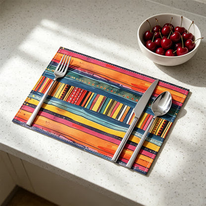Colorful Striped Bohemian Linen Placemat