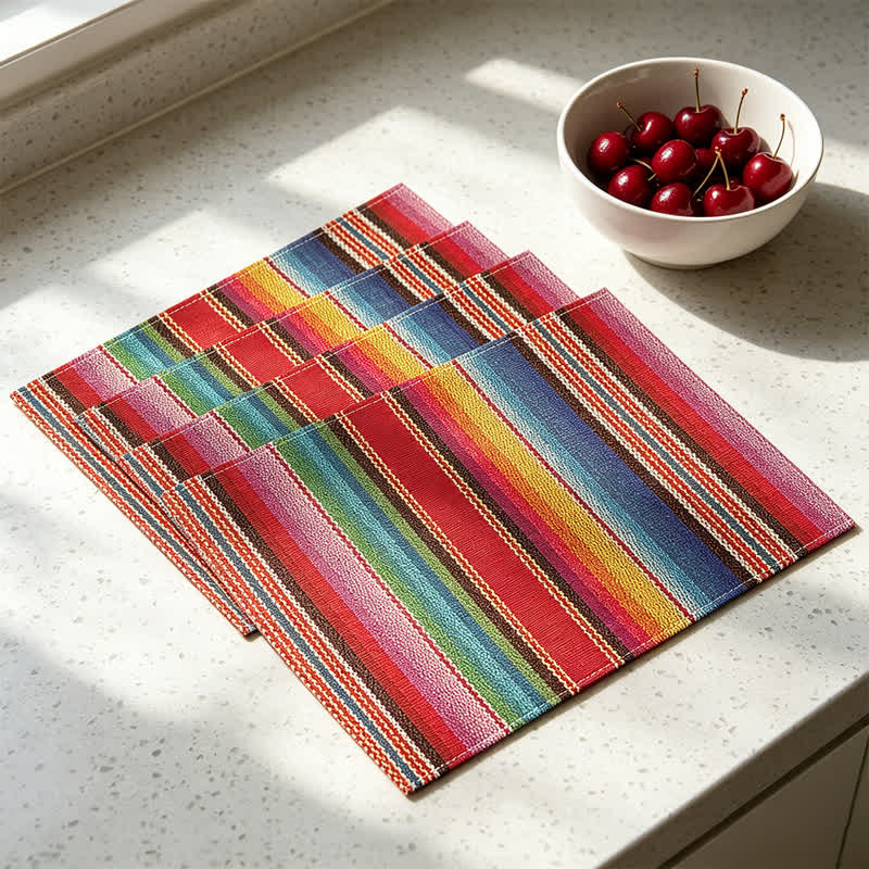 Nordic Multicolor Stripe Linen Placemats