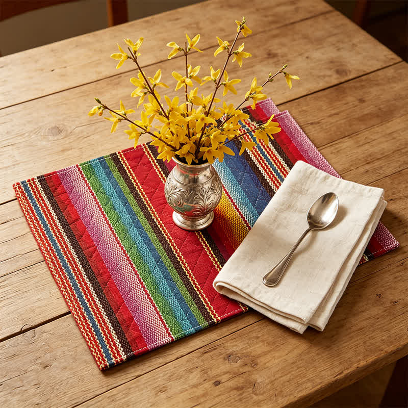 Nordic Multicolor Stripe Linen Placemats