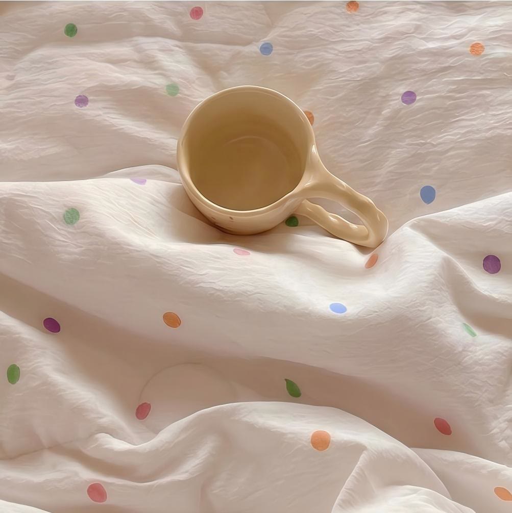 Rainbow Polka Dot Washed Cotton Bedding Set